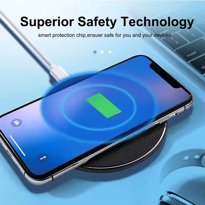 PeakEon 15W Qi Wireless Charger – Fast Charging Pad for Smartphones, ABS + Aluminum With Led Light