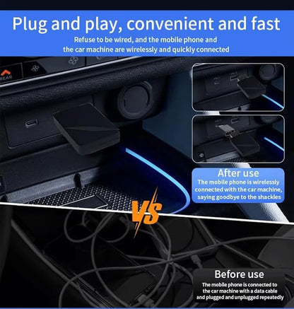PeakEon Wireless CarPlay Adapter – Convert Wired CarPlay to Wireless(Compatible with iPhone & Android) for USB Plug &Type C