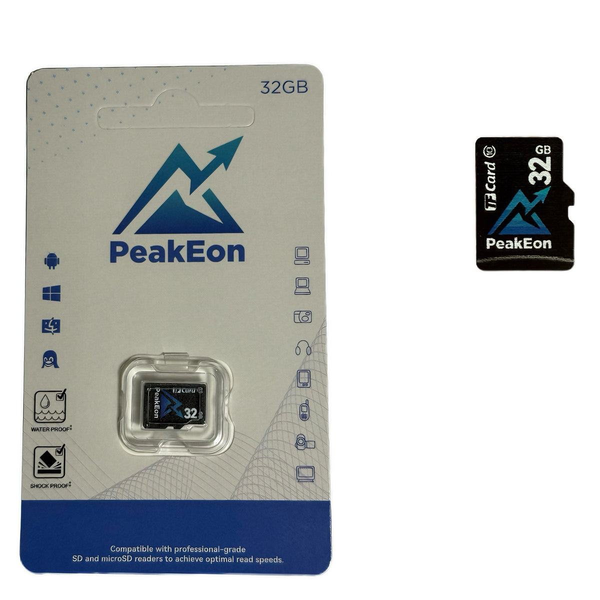 PeakEon MicroSD TF  Memory Card,4K/5K UHD, Waterproof, Shockproof,High Speed 130MB/s (32GB)