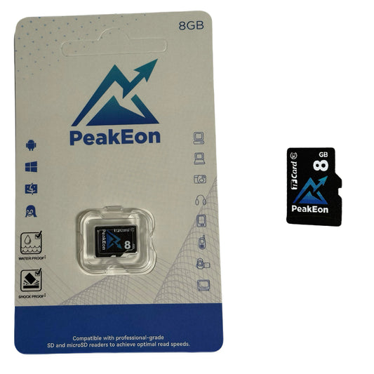 PeakEon MicroSD TF  Memory Card,4K/5K UHD, Waterproof, Shockproof,High Speed 130MB/s (8GB)