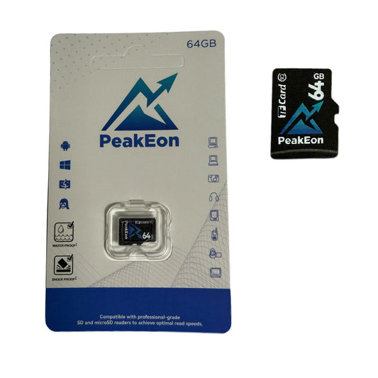 PeakEon MicroSD TF  Memory Card,4K/5K UHD, Waterproof, Shockproof,High Speed 130MB/s (64GB)