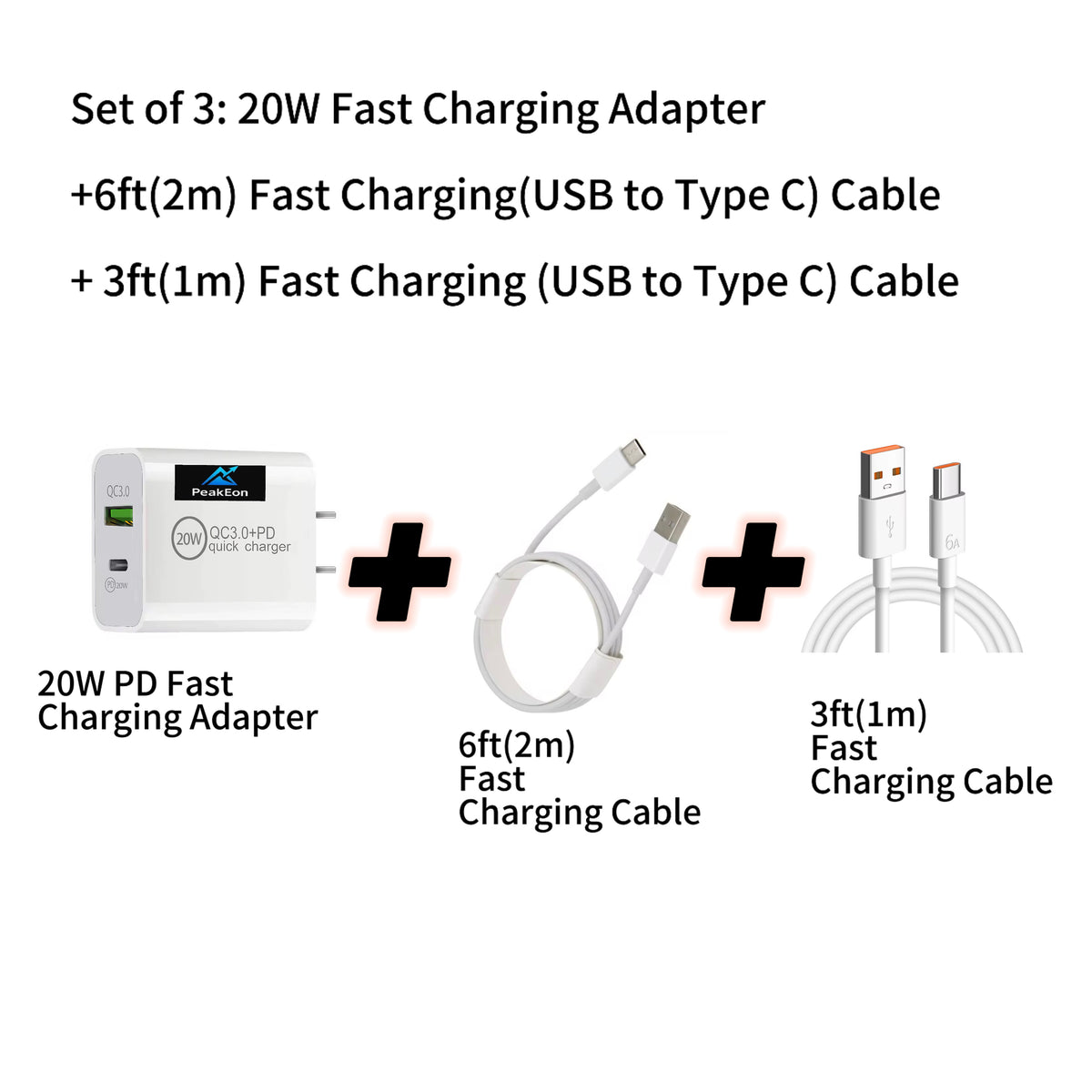 PeakEon Fast Charger Adapter| Dual Port (20W PD Type C + QC 3.0 USB A) with Smart Protection