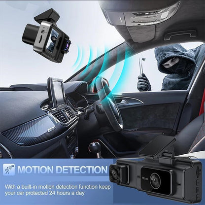 PeakEon 3 Lens 1080P Dash Cam(Front,Interior,Rear) with Parking Monitor, G-Sensor, Loop Recording,Night Vision